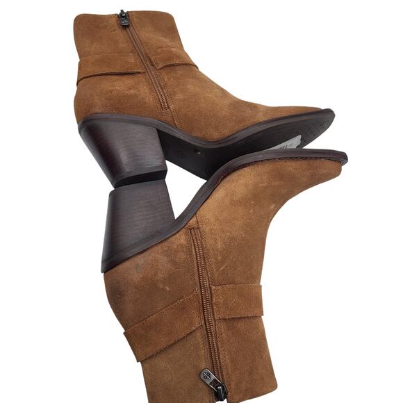 Antonio Melani Tabbie Tan Suede Squared Toe Stacked Heel Ankle Bootie Sze 7M NWT - Picture 5 of 10